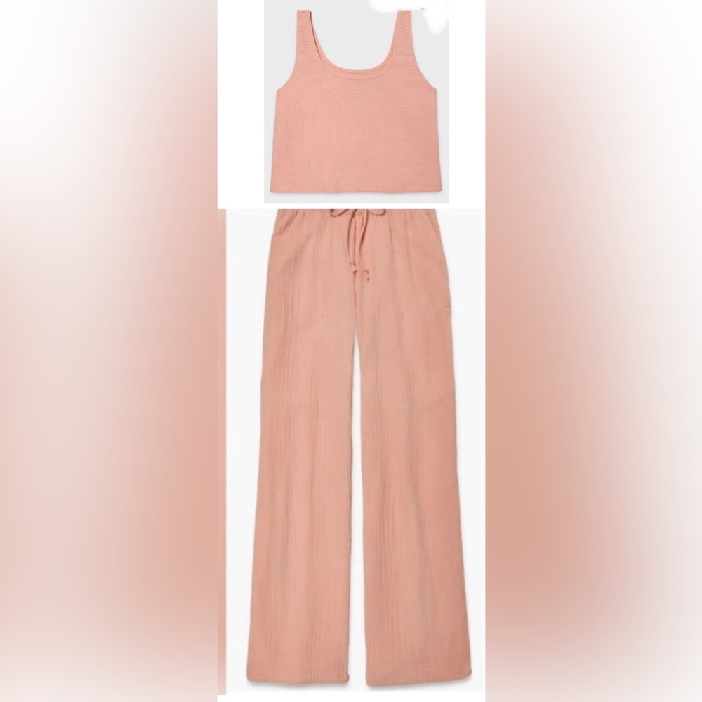 UGG Karrie and Cinthia sandstone Cotton Gauze Lounge tank top Pants set size L‎